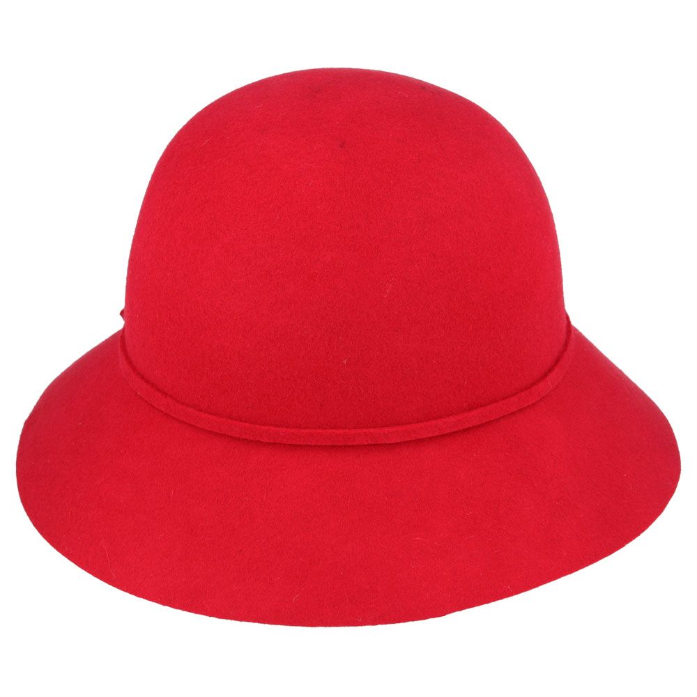 Maz Ladies Chic Vintage Wool Cloche Hat With Flower & Strap Belt Around