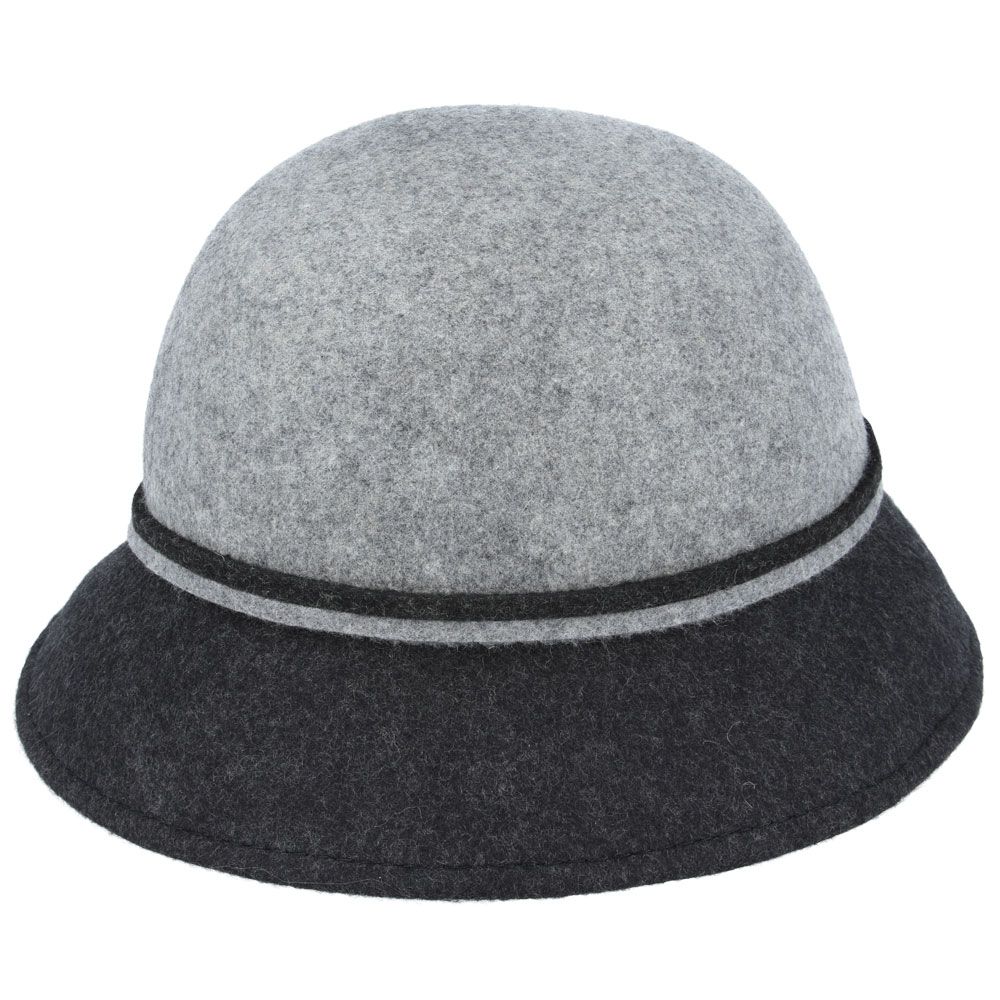 Maz Ladies Chic Vintage Two Tone Wool Cloche Hat With Flower