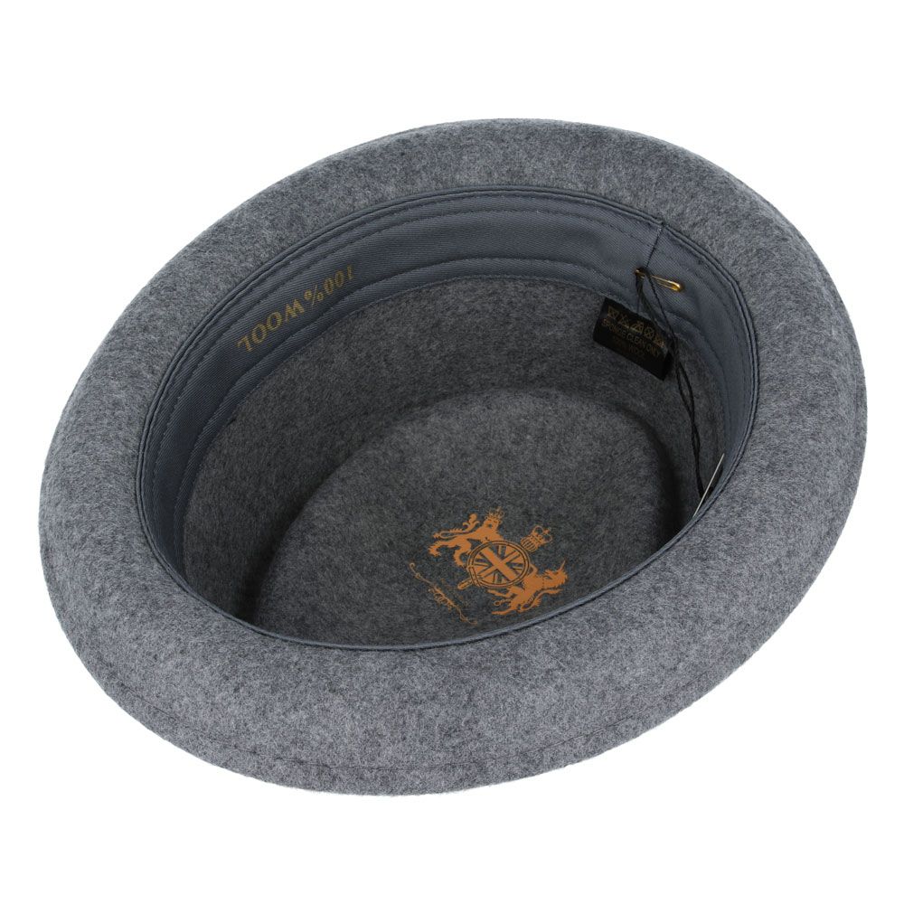 Maz Crushable Diamond Crown Pork Pie Hat, Mix Grey
