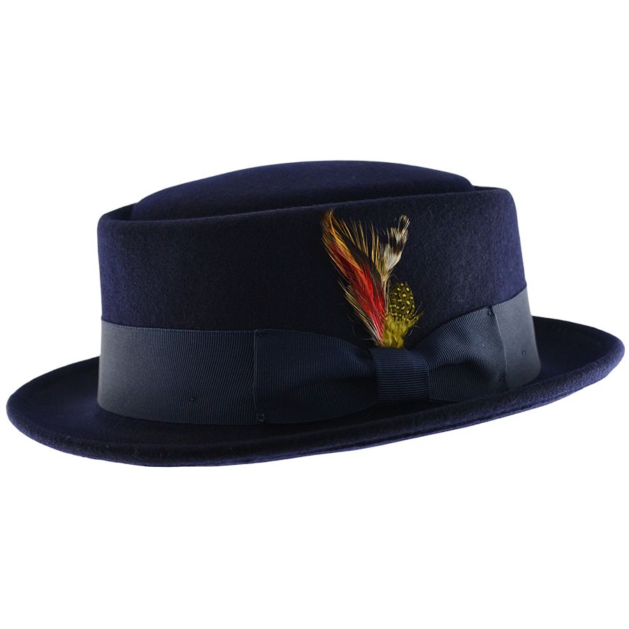Maz Wool Felt Crushable Pork Pie Hat, Navy