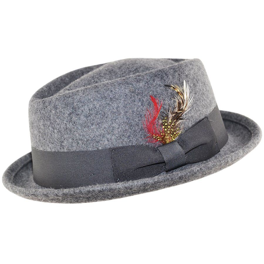 Maz Crushable Diamond Crown Pork Pie Hat, Mix Grey