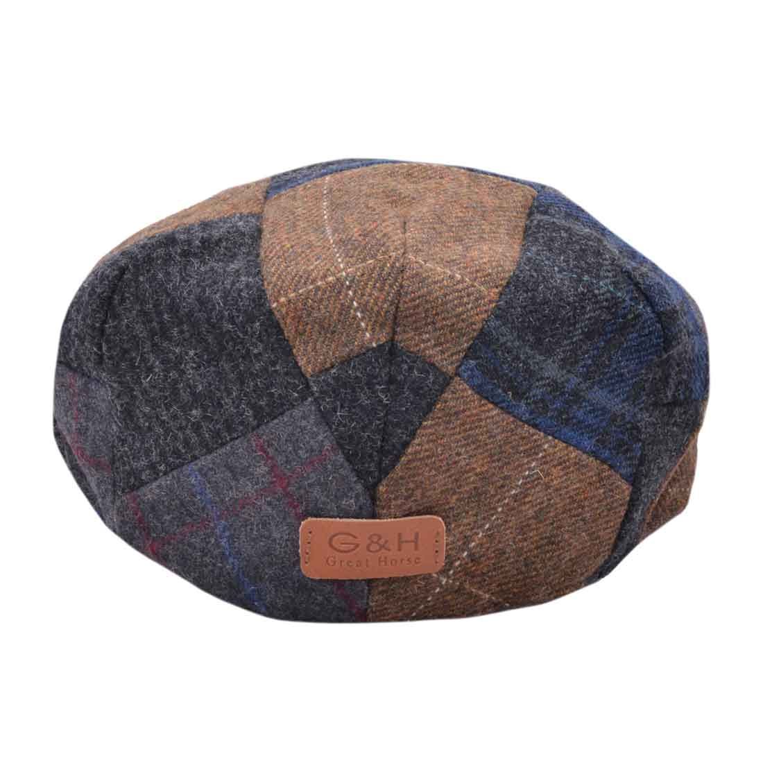 G&H Mix Check Herringbone Multi Patch Flat Cap