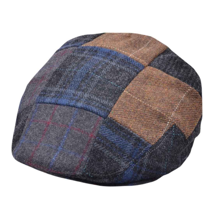 G&H Mix Check Herringbone Multi Patch Flat Cap