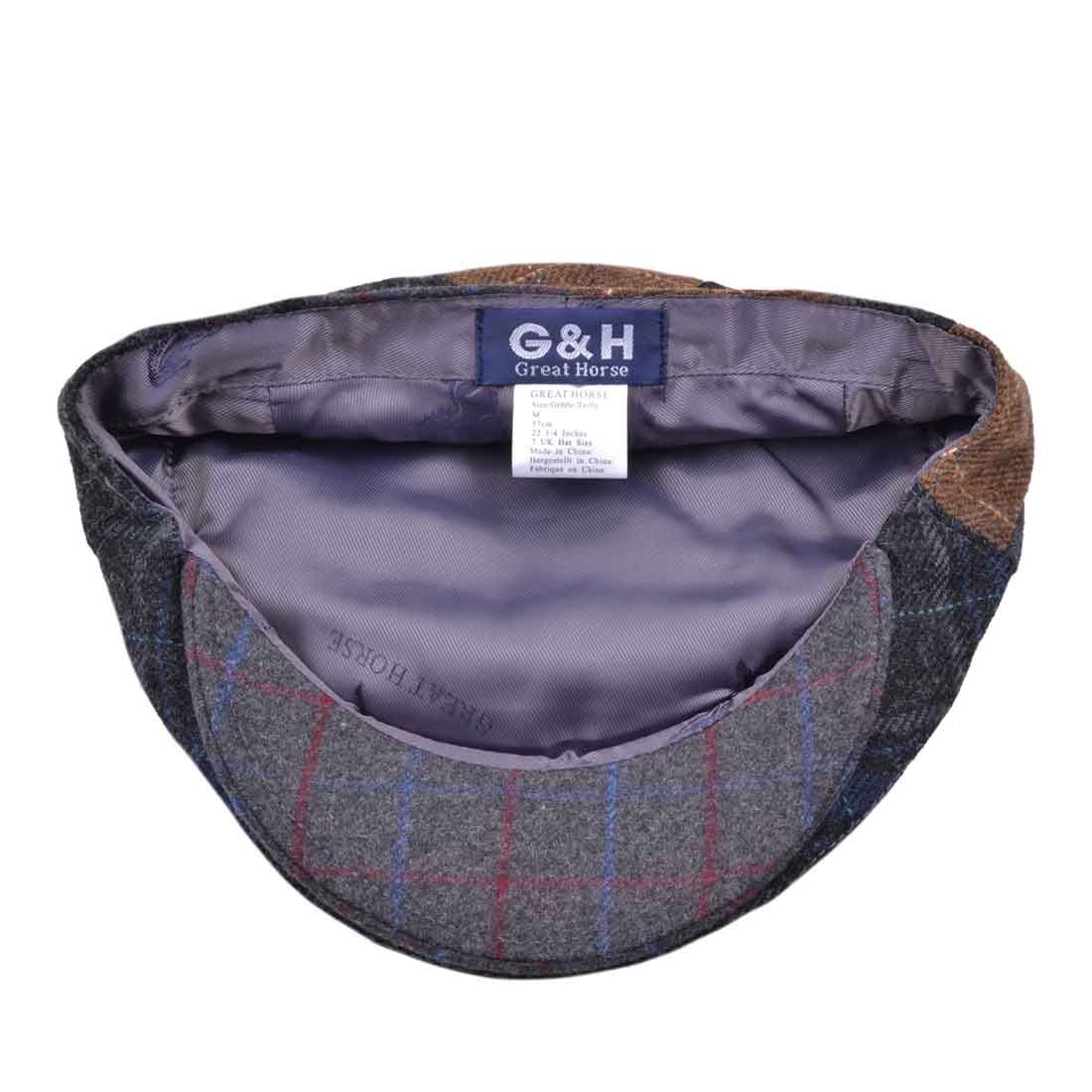 G&H Mix Check Herringbone Multi Patch Flat Cap