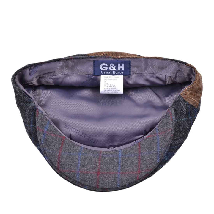 G&H Mix Check Herringbone Multi Patch Flat Cap