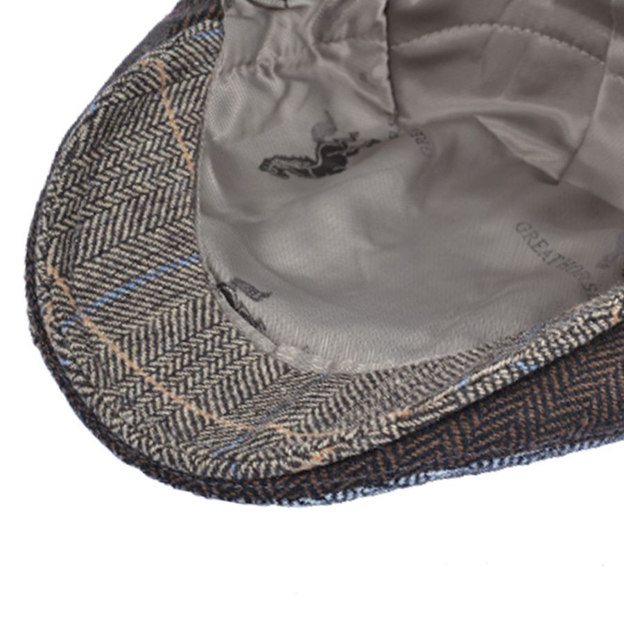 G&H Woollen Check Herringbone Multi Patch Flat Cap