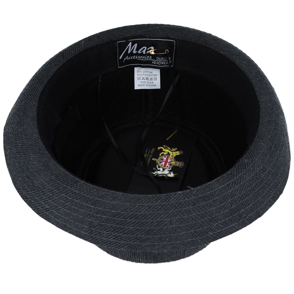 Maz Cotton Pork Pie Hat With Strip Band, Black