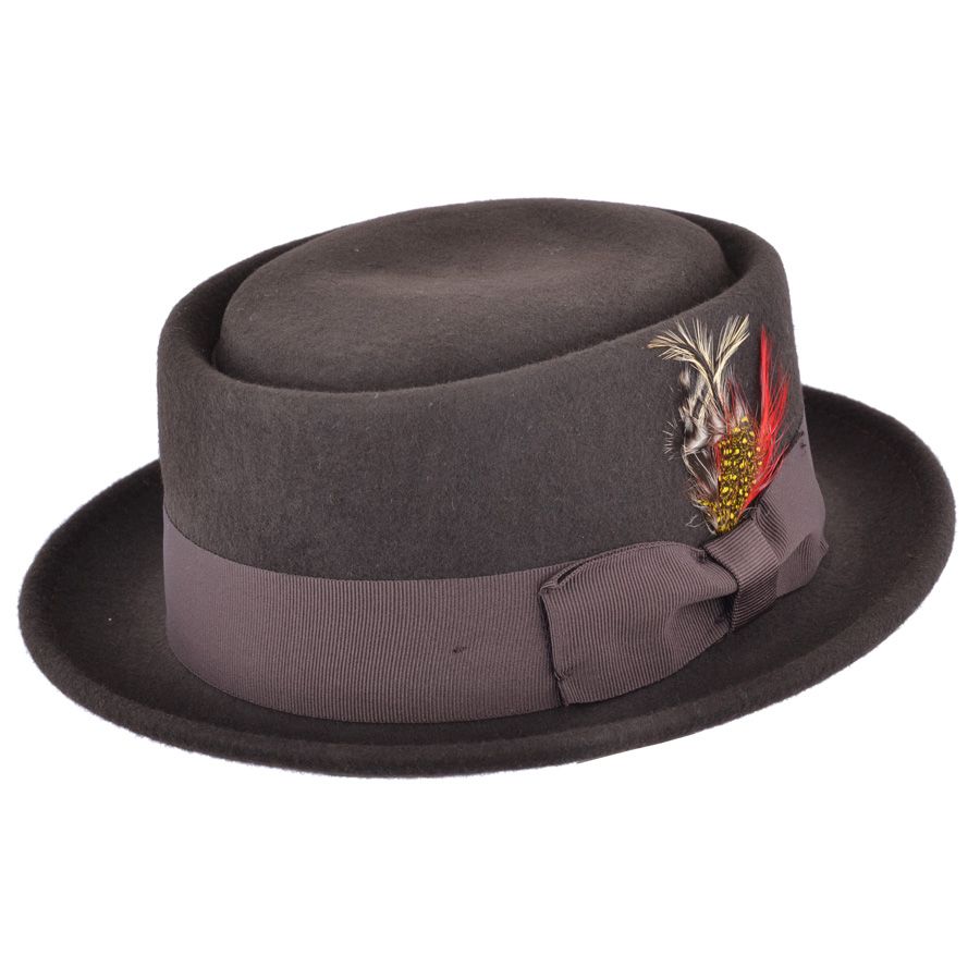 Maz Wool Felt Crushable Pork Pie Hat, Brown