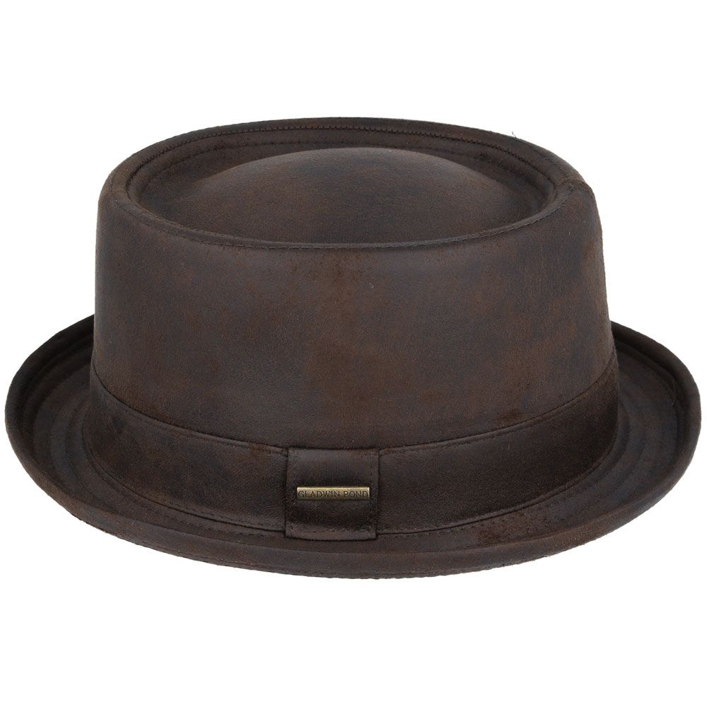 Bullantic - GladwinBond Leather Look Pork Pie Hat, Brown