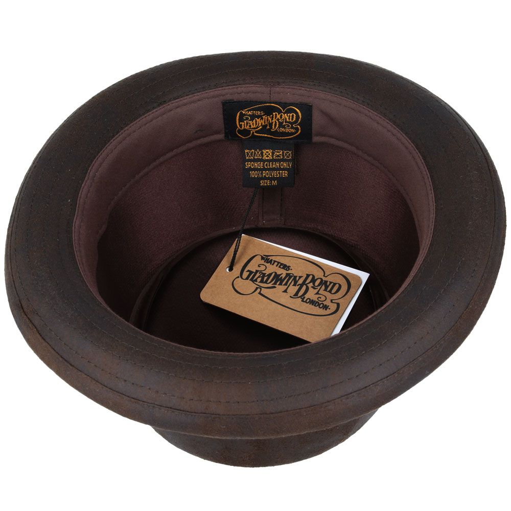 Bullantic - GladwinBond Leather Look Pork Pie Hat, Brown