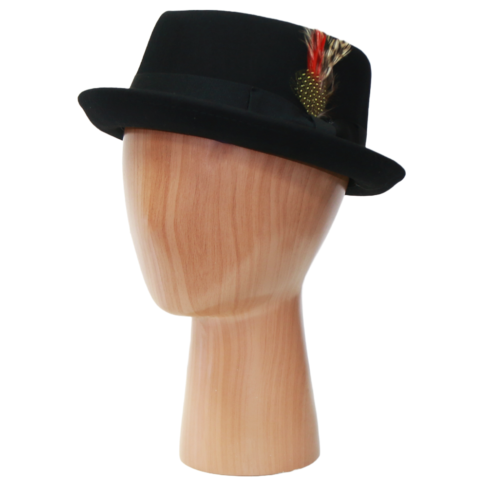 Maz Crushable Diamond Crown Pork Pie Hat, Black