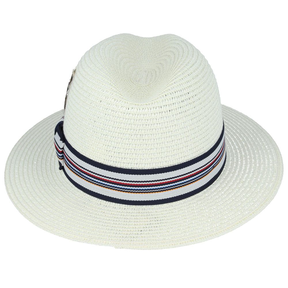 Maz Summer Paper Straw Fedora Hat With Strip Band