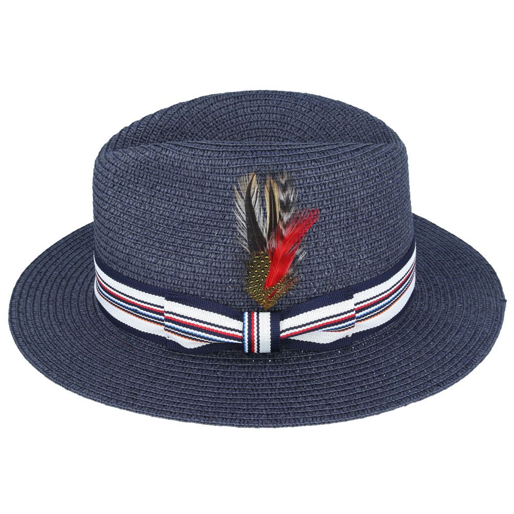 Maz Summer Paper Straw Fedora Hat With Strip Band