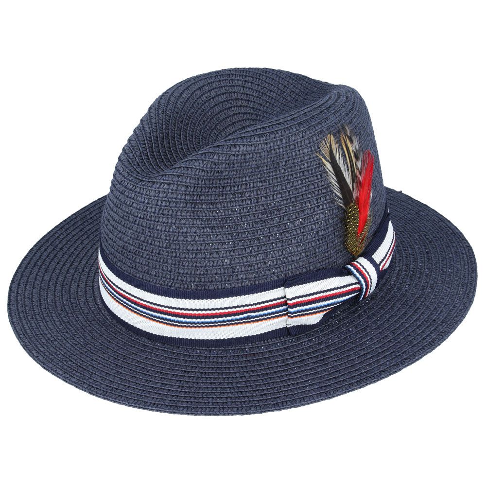 Maz Summer Paper Straw Fedora Hat With Strip Band