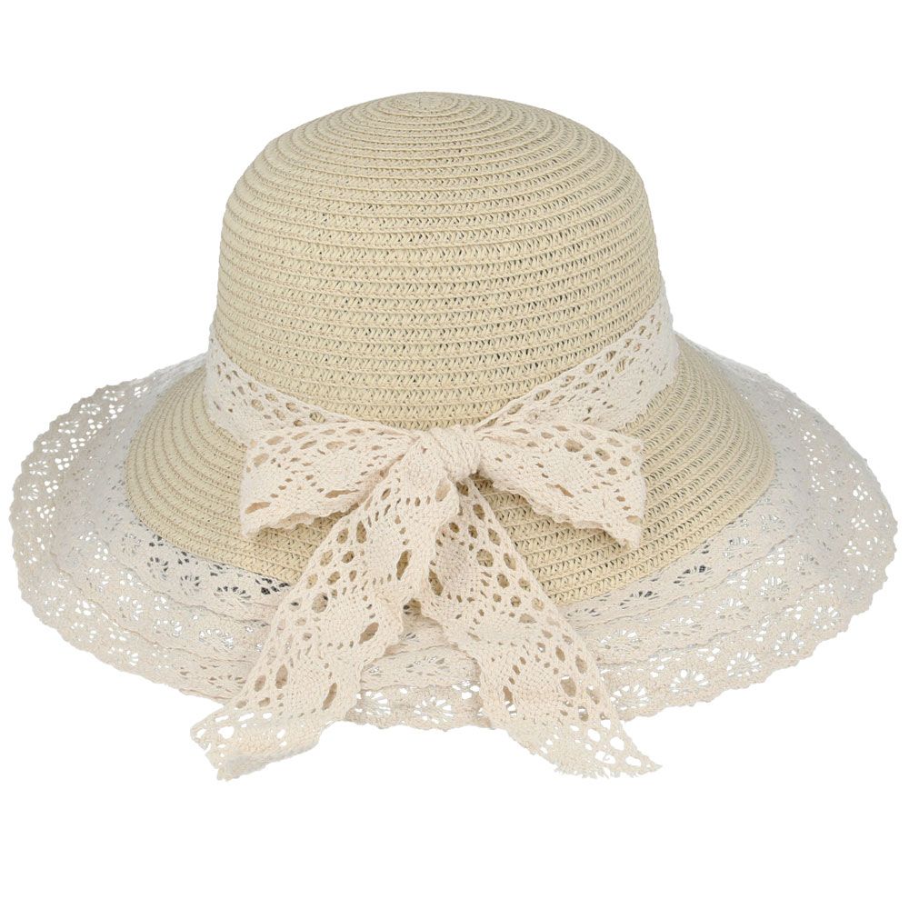 Maz Ladies Summer Sun & Beach Side Floppy Hat With Nice Lace Band & Bow