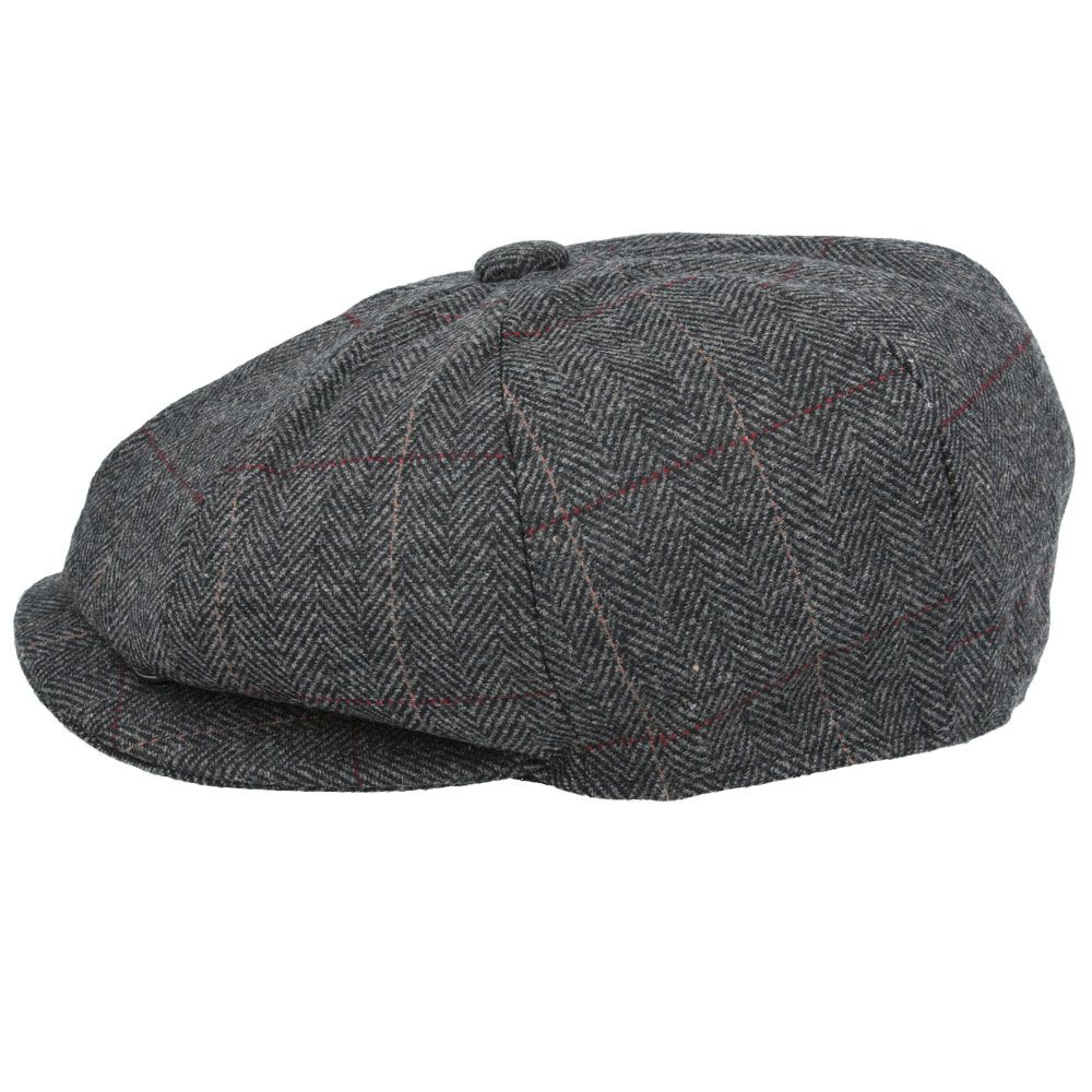 Maz Check Herringbone 8 Panel Newsboy Cap