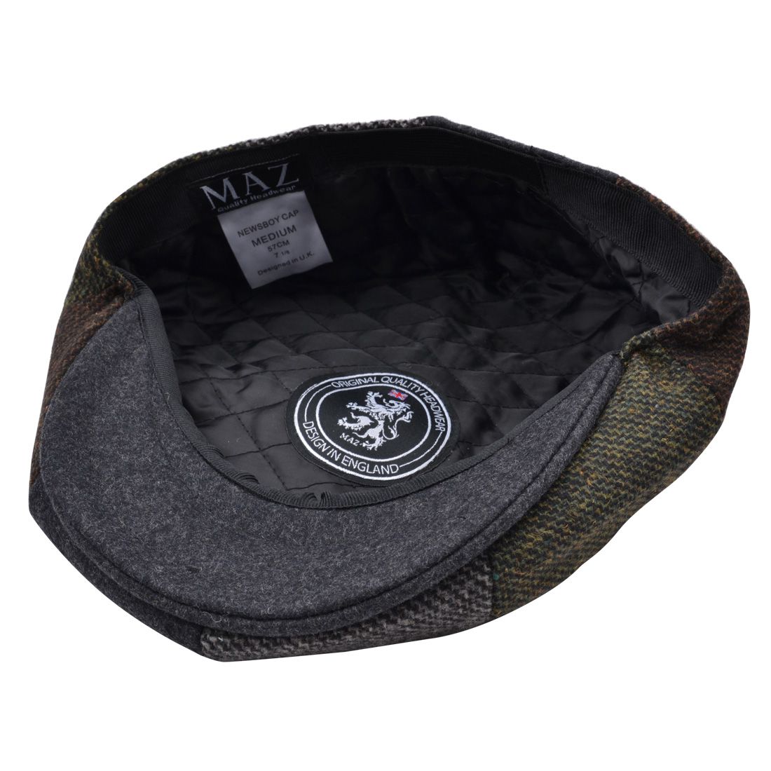 Maz Patch Herringbone Elastic Newsboy Cap