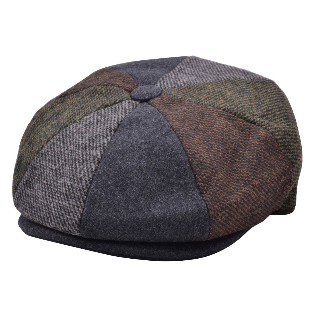 Maz Patch Herringbone Elastic Newsboy Cap